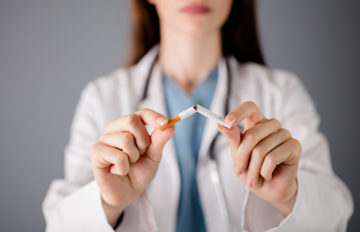 Breaking a cigarette, symbolizing the impact of smoking on COPD progression